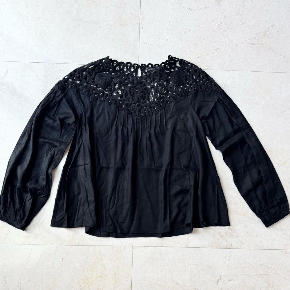 Johnny Was Cielito Modal blouse black crochet size XS - Picture 5 of 11